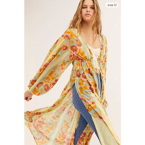Free People Floral Yellow and Orange Blouse